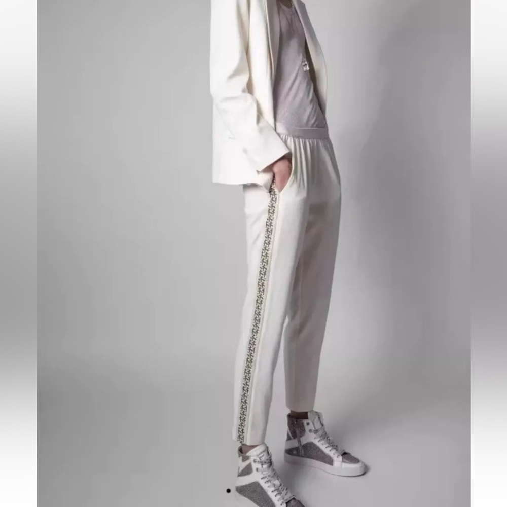 Zadig & Voltaire Paula Band Signature Stripe Logo Pull On Pants